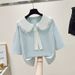 Women's Clothing Women's Fashionable Two-Piece Set With Navy Collar Lace Trimmed Faux Top Paired With Ethnic Style Style Jeans_ecoleips.com