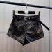Women's Spicy Retro PU Leather Straight Leg Shorts Autumn/Winter Fashionable Petite Commuter Hot Pants Trendy And Versatile_ecoleips.com