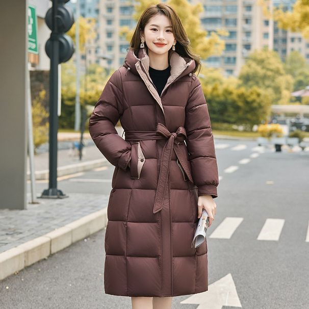 "Elegant Long Winter Coat For Women – Knee-Length Quilted Jacket With Hood (M-3XL, Slim Fit & Warm)"_ecoleips.com