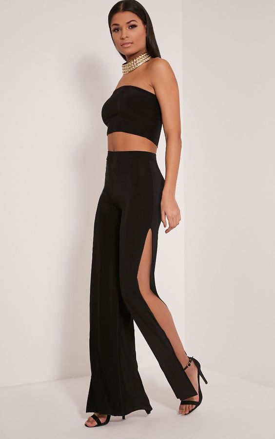 Suitable For All Seasons Fashion Recommended Side Slit Straight Leg Sexy Leg-Revealing Women's Pants INS_ecoleips.com