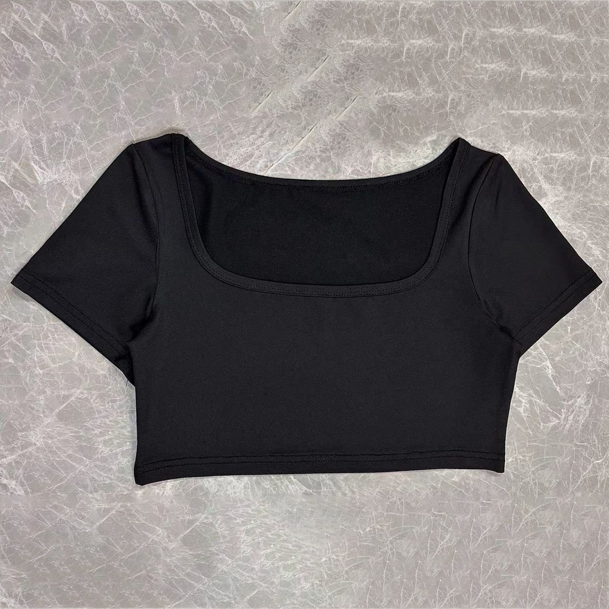 Women's Clothing Sports Casual Cropped Knitted High Elastic Long Sleeved T Shirt Tops_ecoleips.com