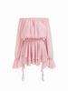 Fashionable Layered Ballet Style Long Sleeve Off-Shoulder Mini Dress for Women Tie Waist Versatile Irregular A-Line Gown_ecoleips.com