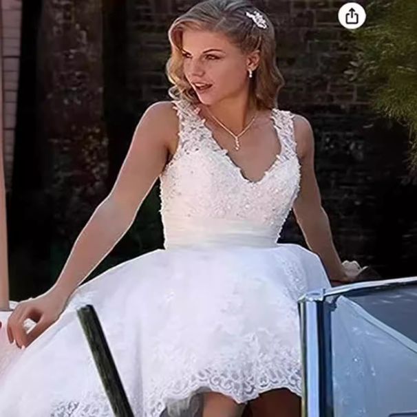 Women's Clothing Summer Medium Length Wedding Dress New Double Shoulder Short Fashion Puffy Skirt Wedding Dress_ecoleips.com