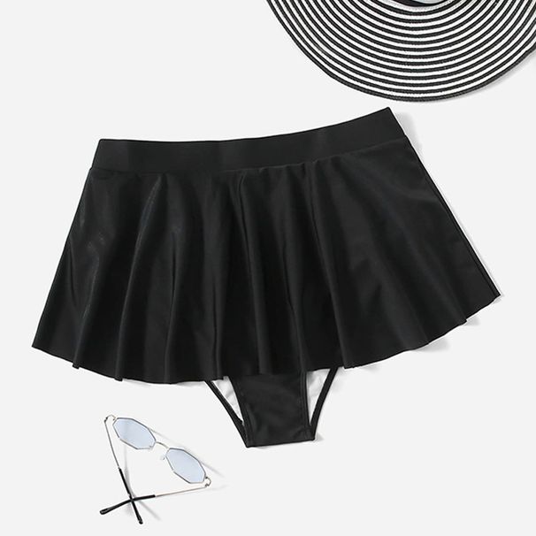 Cross Border European And American Solid Color All Match Large Size Swimsuit Women's Beach Skirt Bikini Anti Exposure Beach Swimming Trunks_ecoleips.com