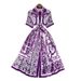 Kate Middleton Inspired Short Sleeve Blue White Porcelain Print Dress Fitted Waist Elegant A-Line Skirt Summer Cross Border Women's Fashion Dress_ecoleips.com