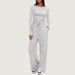 Women's Asymmetrical Design Casual Jumpsuit Long Sleeve Wide Leg Pants Multi-Occasion Sportswear Set Comfortable Stretchy Polyester Spandex Blend_ecoleips.com