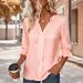 2026 Spring/Summer European And American Cross-Border Trade New Women's Casual Loose Fashionable V-Neck Solid Color_ecoleips.com