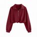 Women's Fashion Casual Sports Half Zipper Lapel Plastic Waist Long Sleeve Sweater Top Jacket Women's Winter_ecoleips.com