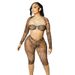 Women's Fashion Leopard Print Shawl Three Piece Set Long Sleeved Sheer Clothing Outfit_ecoleips.com