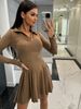 Aria Basics Aria Basics 2024 European And American Foreign Trade Autumn New Style Solid Color Waist-Cinching Long-Sleeve_ecoleips.com