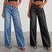 Women's Clothing Loose Wide Leg Side Seam Stitching Frayed Hem Jeans For Women 32150_ecoleips.com