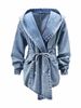 Women's Clothing Spring And Autumn New Waist Denim Windbreaker Long Sleeved Denim Women's Jacket Of The Cardigan Mid Length Cape 6331_ecoleips.com