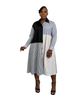 Women's Loose Long Sleeved Shirt Dress Color Block Striped Patchwork Crossed European And American Style Autumn Fashion Lazy Dress_ecoleips.com