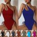 Women's Clothing Sexy Bikini Sling One Shoulder Swimsuit Women's Solid Color High Waist Bikini Swimsuit_ecoleips.com
