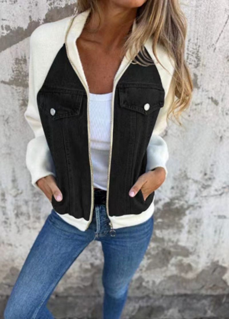 Women's Denim Patchwork Jacket Summer New Arrival Fashion Coat European American Style Winter Clothing W347_ecoleips.com