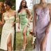 Vacation Style Summer Women's Floral Camisole Dress With Slit Long Skirt_ecoleips.com