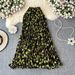 Chiffon Floral Print Midi Skirt for Women 2025 New Style Wide Swing A-Line Pleated Cross Border Flowy Skirt_ecoleips.com