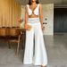 Women's Fashion Contrast Color Low-cut Sexy Short Vest Casual Pants Suit_ecoleips.com