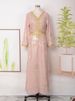 Women's Clothing Downstream Hot Selling Long Sleeved V Neck Hot Stamping Fashion Dress Middle East Arab Dubai Robe_ecoleips.com