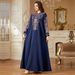 Women's Ethnic Style Long Robe V Neck Cross Border Casual Fashion Skirt with Rope Embroidery Muslim Clothing Wholesale_ecoleips.com
