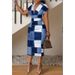 Summer Women's Printed V-Neck Long Dress High-Waist Bodycon Slim Dress_ecoleips.com