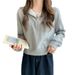 Autumn Winter New Color-Block Navy Collar Half-Zip Sweatshirt For Women Loose Korean Fashionable Versatile Gentle Style_ecoleips.com