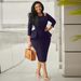 Women's Clothing Solid Color Round Neck Ruffled Hip Ol Professional Dress_ecoleips.com