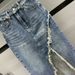 High Waist Denim Midi Skirt Irregular Design Sexy Slits Frayed Edges mid Length a Line Bodycon for Women Instagram Worthy_ecoleips.com