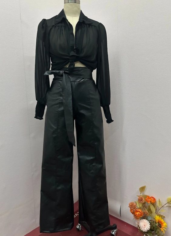 Women's Clothing mature style pure color perspective sexy mesh versatile shirt suit_ecoleips.com