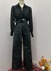 Women's Clothing mature style pure color perspective sexy mesh versatile shirt suit_ecoleips.com