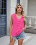 K Sleeveless V-neck Pleated Ruffled Loose Fitting Women's Top_ecoleips.com