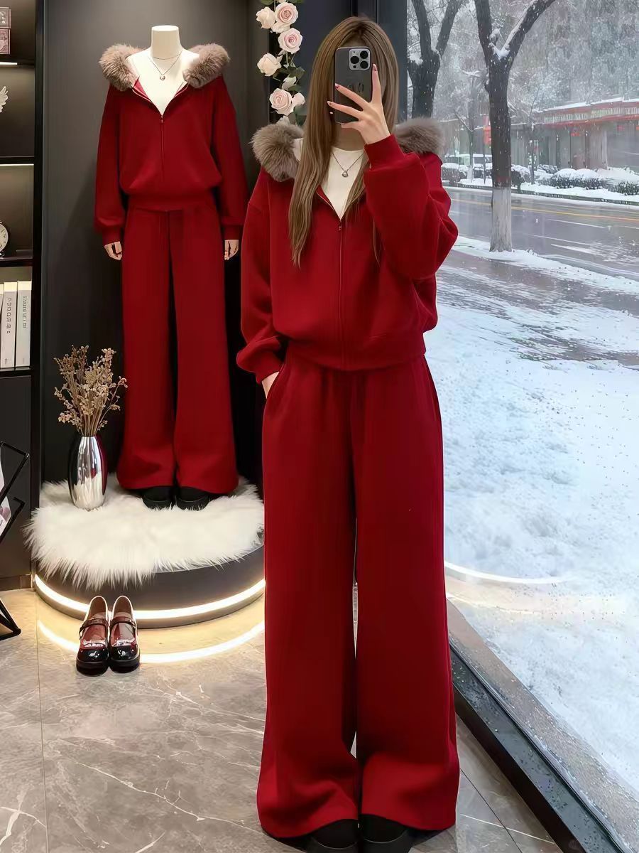 Women's European Style Fleece Lined Thickened Cardigan Set Korean Loose Fit Autumn Winter Top And Sweater Combo_ecoleips.com