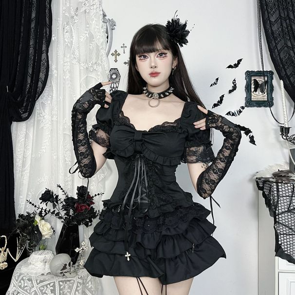 Dark Gothic Subculture Strappy Girl Shirt Sexy Hot Versatile Top for Women New Arrivals_ecoleips.com