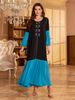 Women's Clothing Hand Sewn Fashion Stitching Party Robe Dress_ecoleips.com