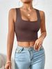 Square Neck Bodycon Tank Top – Sexy Cropped Cami For Women (6 Colors, Stretchy & Breathable)_ecoleips.com