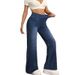 Women's Slim Fit Straight Leg Jeans Elastic Waistband Stretch Casual Denim Fashion_ecoleips.com