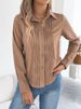 K Elegant Pleated Solid Color Button Long Sleeved Commuting Shirt For Women_ecoleips.com
