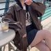 Aria Basics Maillard American-style Swe And Cool Outfit, Brown Leather Jack, Windproof, Loose-fitting, American Rro Biker_ecoleips.com
