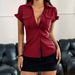 DiYun Y2K Women's Short Sleeve T-Shirt Cardigan Button Detail European American Style Fashion Shirt for Autumn/Winter Hot Girl Look_ecoleips.com