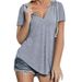 Women's Clothing Large Size Women's Spring And Summer New V Neck Sports Loose Short Sleeved T Shirt_ecoleips.com