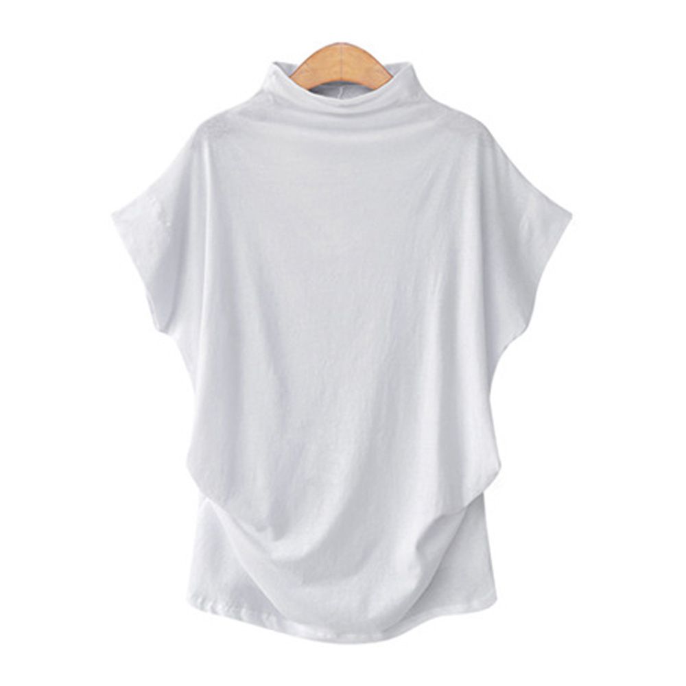 Large Size Women's Turtleneck Top Turtleneck T-Sleeve Short Sleeve T-Shirt_ecoleips.com