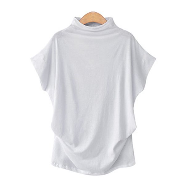 Large Size Women's Turtleneck Top Turtleneck T-Sleeve Short Sleeve T-Shirt_ecoleips.com