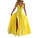 Fashion Solid Color Sexy Slim Fit Elegant Temperament High Waist Slit Dress For Women Formal Party Evening_ecoleips.com