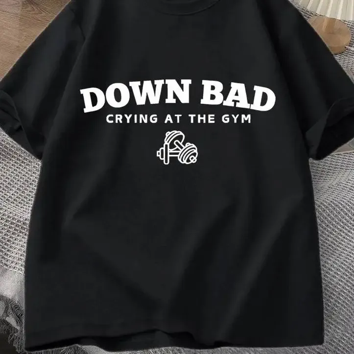 2024 Tortured Poets Tshirt Down Bad Crying At The Gym Graphic T Shirts Women Summer Workout T Shirt Short Sleeve Tees_ecoleips.com