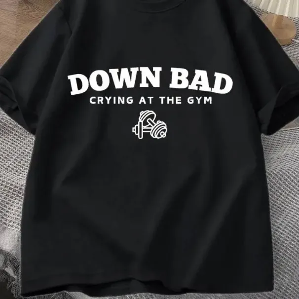 2024 Tortured Poets Tshirt Down Bad Crying At The Gym Graphic T Shirts Women Summer Workout T Shirt Short Sleeve Tees_ecoleips.com