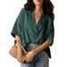 Aria Basics Aria Basics 2026 European And American Foreign Trade Women's Summer New Short-sleeved Turn-down Collar Casual Loose Top Solid_ecoleips.com