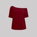 Y2k Fashion Asymmetric Off-Shoulder Tops For Women, Loose Fit Slouchy Short Sleeve Tops, Soft Brushed Milk Silk Blend, Casual Daily Wear T-Shirt_ecoleips.com