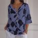 Newly Printed Cotton Linen V-Neck Short-Sleeved Pullover Shirt_ecoleips.com