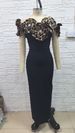 Elegant Black Bandage Evening Gown off the Shoulder Independent Design Three Dimensional Floral Embellishment Sexy Women's Dress_ecoleips.com