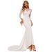 Women’s Clothing V Neck Slim Fitting One Shoulder Deep V Long Tailed Dress Dress Hollow Retro White Evening Dress_ecoleips.com